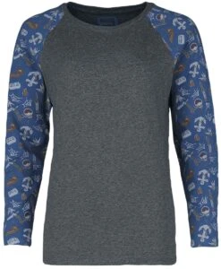 Pitkähihainen Raglan-paita Old-school-kuviolla