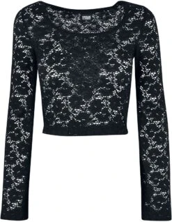 URBAN CLASSICS Ladies’ Cropped Lace Long-sleeved Top Pitkähihainen Paita